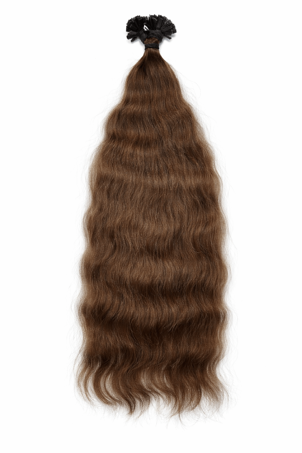 Virgin Echthaar Extensions 60 cm in braun mit welligem Haar, Ideal für eine luxuriöse Frisur