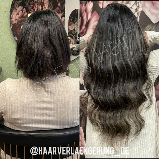 Haarverdichtung/Verlängerung Braun 175g – Bondings im Salon