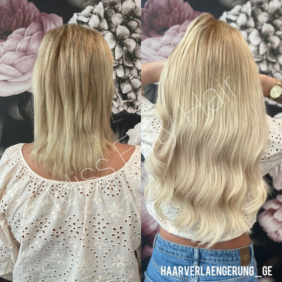 Haarverdichtung/Verlängerung Blondtöne 125g – im Salon bei Miss Faty Hair