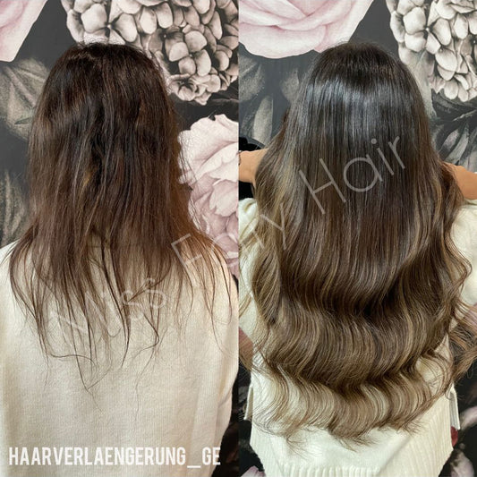 Haarverdichtung/Verlängerung Braun 100g – im Salon bei Miss Faty Hair