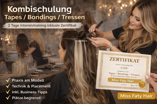 Kombischulung Tapes, Bondings & Tressen – 2 Tage Intensivtraining inkl. Zertifikat bei Miss Faty Hair