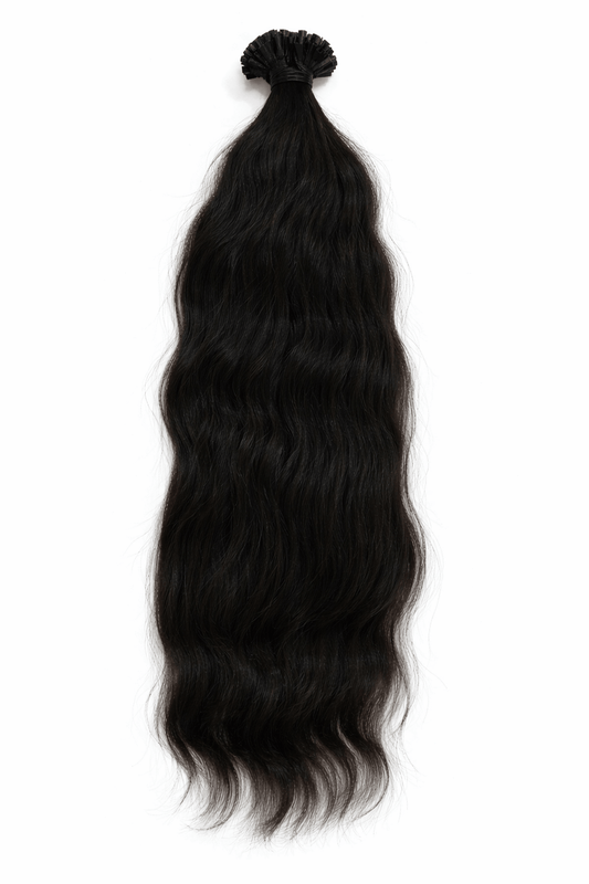 Virgin Echthaar Bondings schwarz 60 cm wellig von Miss Faty Hair