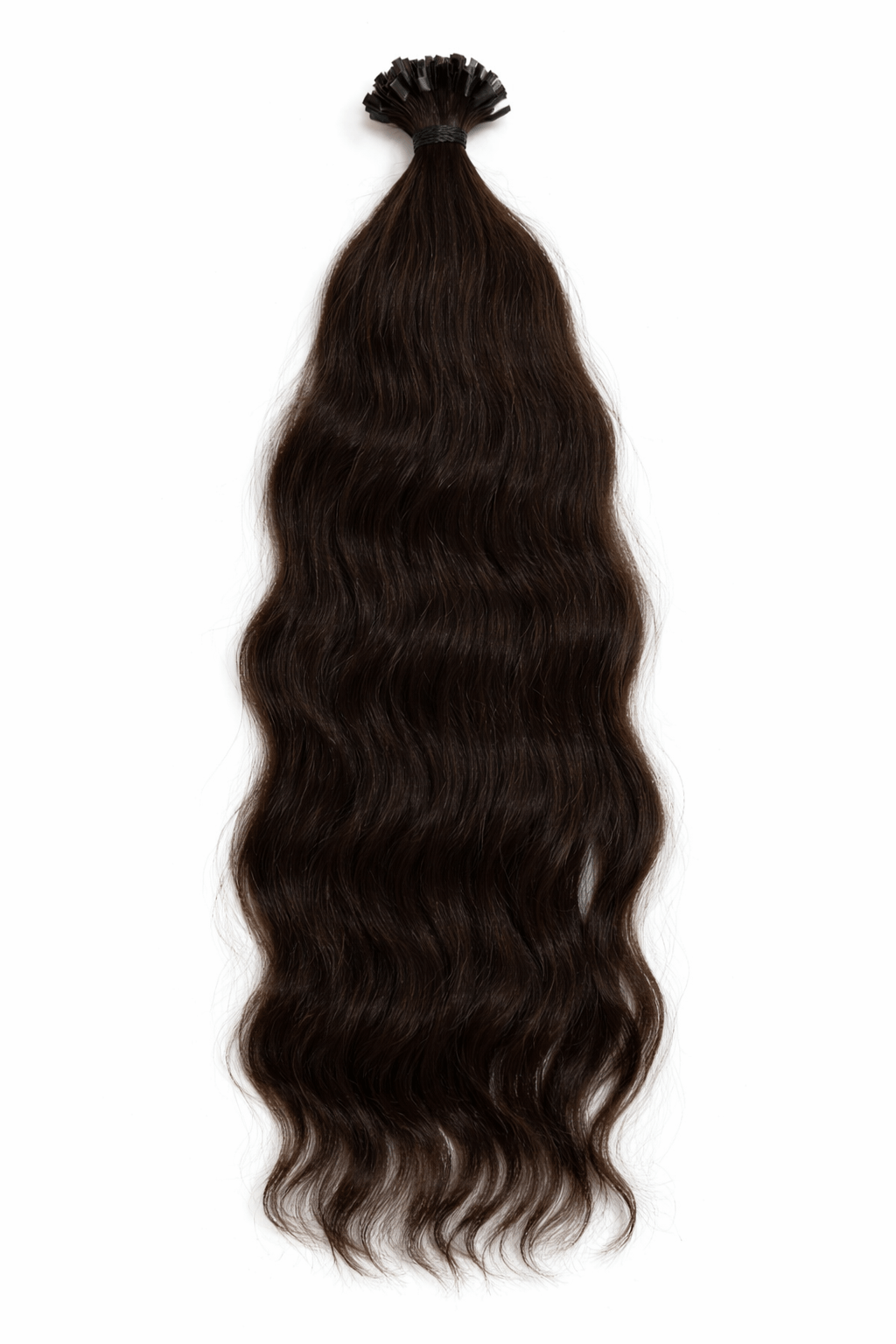 Virgin Echthaar Bondings dunkelbraun 74 cm mit lockerer Welle und natürlichem Glanz von Miss Faty Hair.