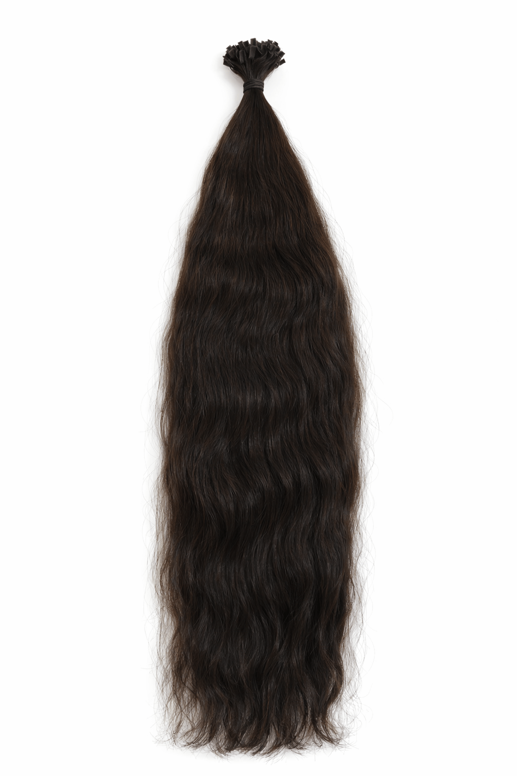 Virgin Echthaar Bonding Extensions Dunkelbraun 71 cm 172 g von Miss Faty Hair, elegante, weiche Wellen.