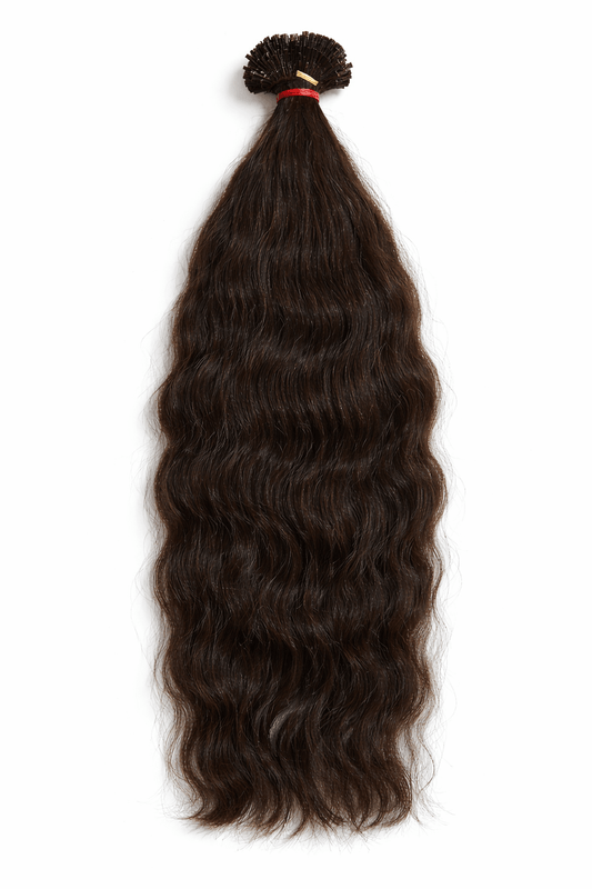 Virgin Echthaar Bonding Extensions Braun, 50 cm lange, lockige, braune Haarverlängerung von Miss Faty Hair.