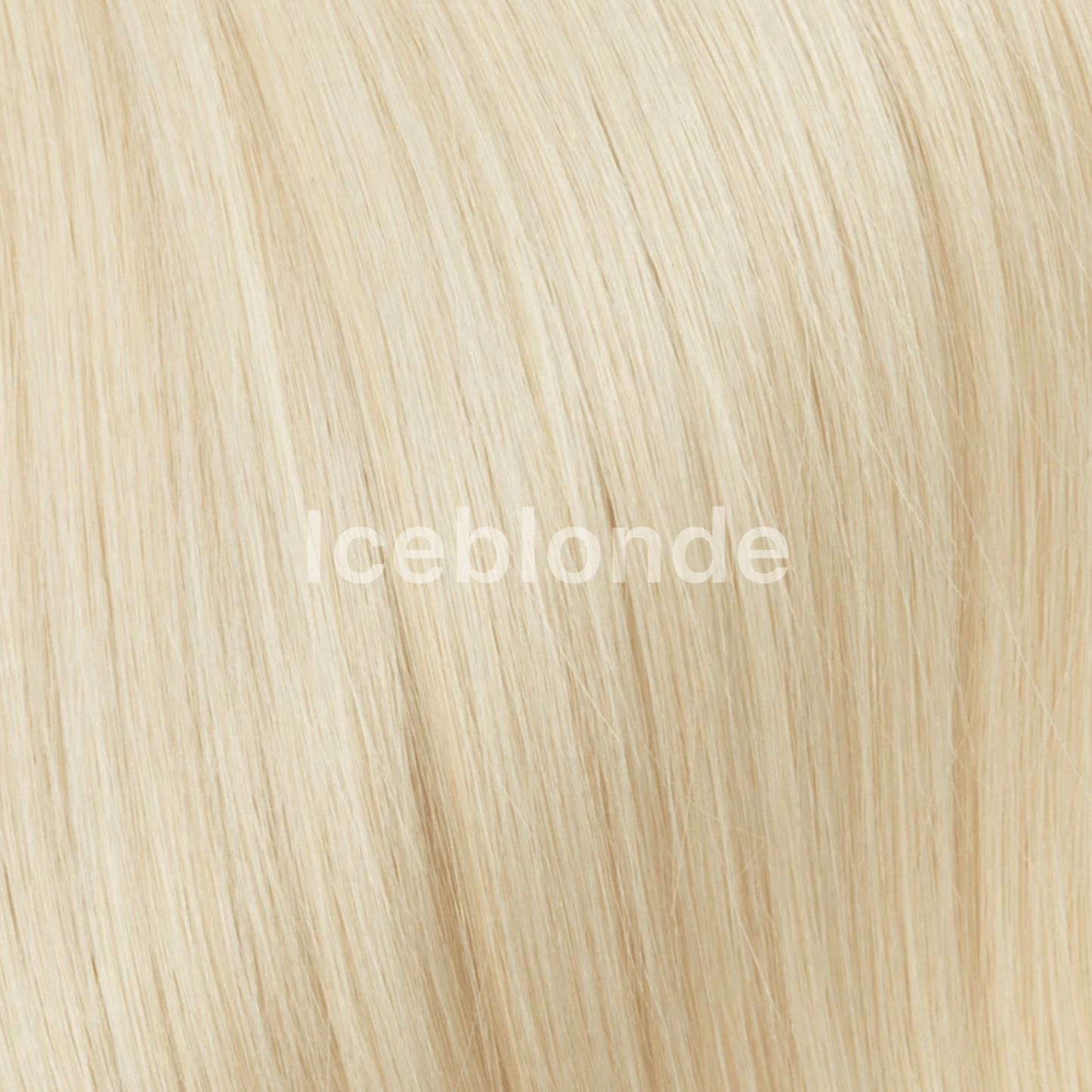lockige Echthaar-Extensions 65cm in Iceblonde Farbton, glattes und glänzendes Echthaar.