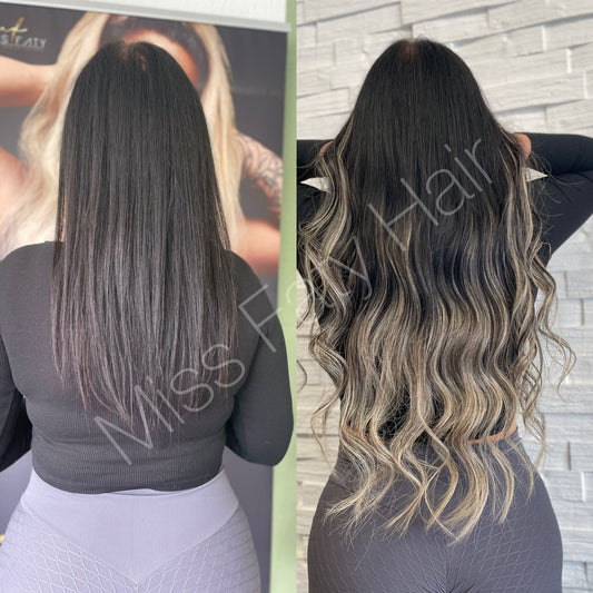 Haarverdichtung/Verlängerung Braun 125g – im Salon bei Missfatyhair